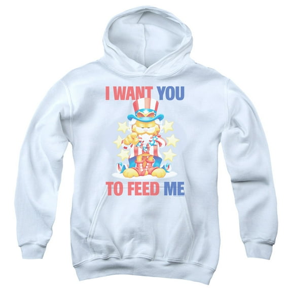 Garfield I Want You Youth Pullover Hoodie Sweatshirt White