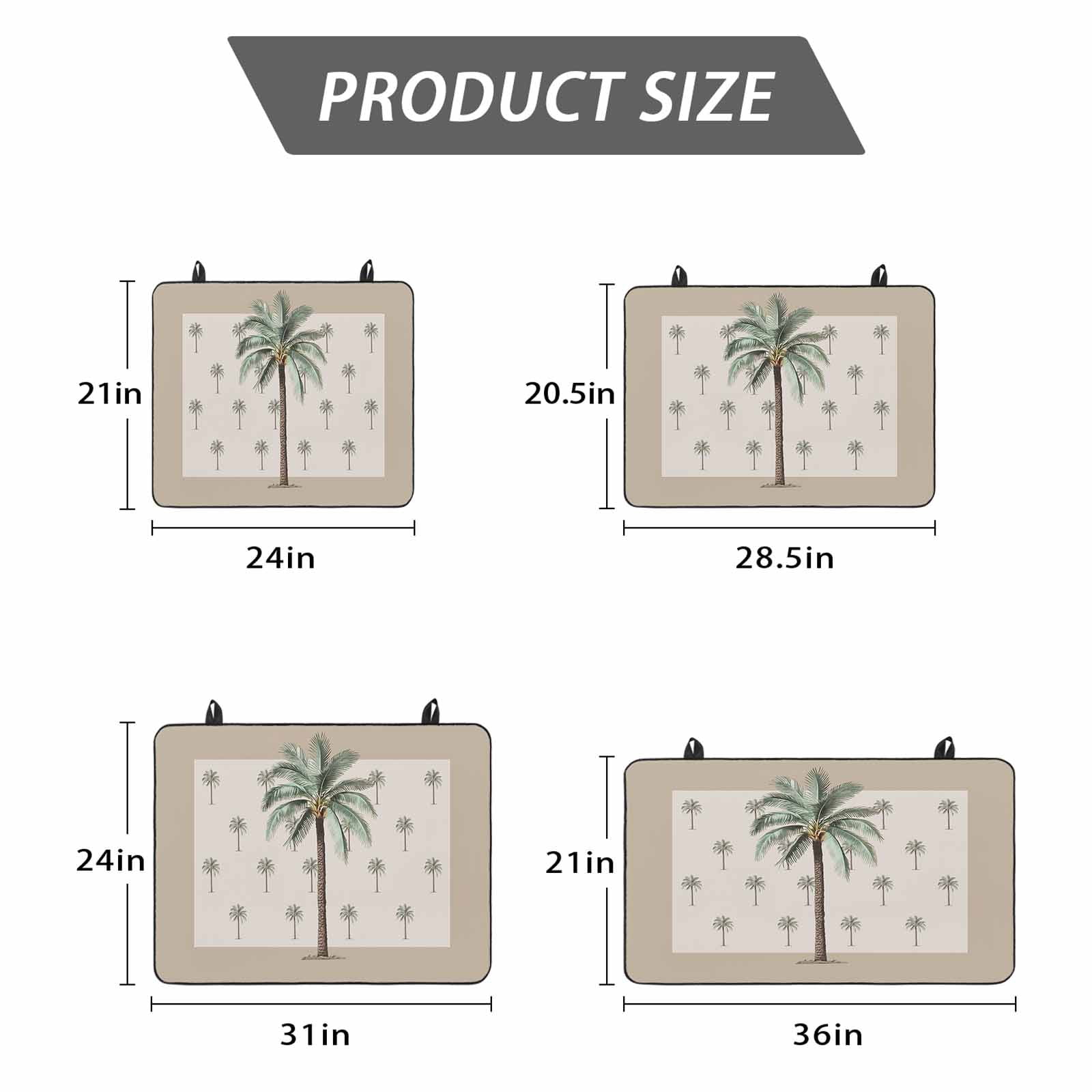 Palm Trees Stove Top Cover for Electric Stove, Heat-proof & Non Slip Glass Top Stove Cover Protector, Brown Tropical Plants Summer Green Kitchen Flat Cooktop Rubber Mat 24x21 Inches