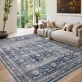thumbnail image 1 of Qinaqin 5*7ft (152*213cm) 100% Polyester Rug 350Gsm Velvet cm de Anchoeight (Total About 1150Gsm) Pearl Cotton Tpr Anchoashed Folding Backing Carpet Som-Persia-Arbor blue, 1 of 7