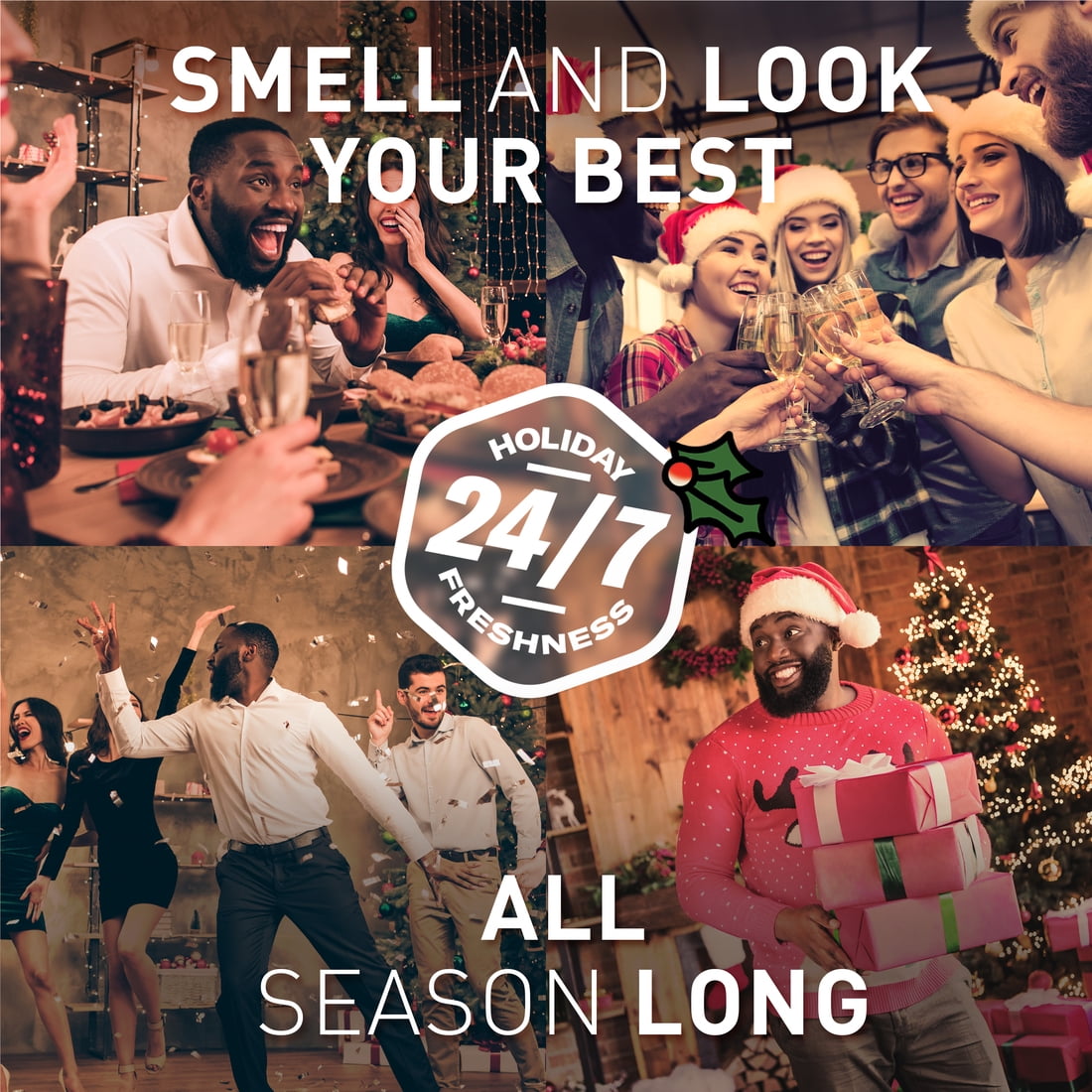 (2 pack) Old Spice Holiday Gift Pack for Men, Swagger Scent, Body Wash, Aluminum Free Deodorant, Body Spray, and 2 in 1 Shampoo, 24/7 Holiday Freshness, 4-Pack