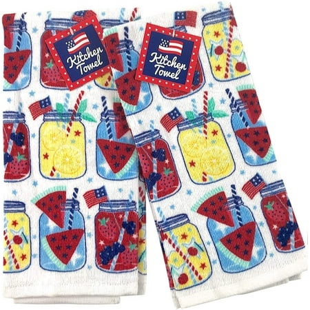 

Seasonal Kitchen Dish Towel Sets: Fun Patriotic Berry Sweet Country Mason Jars