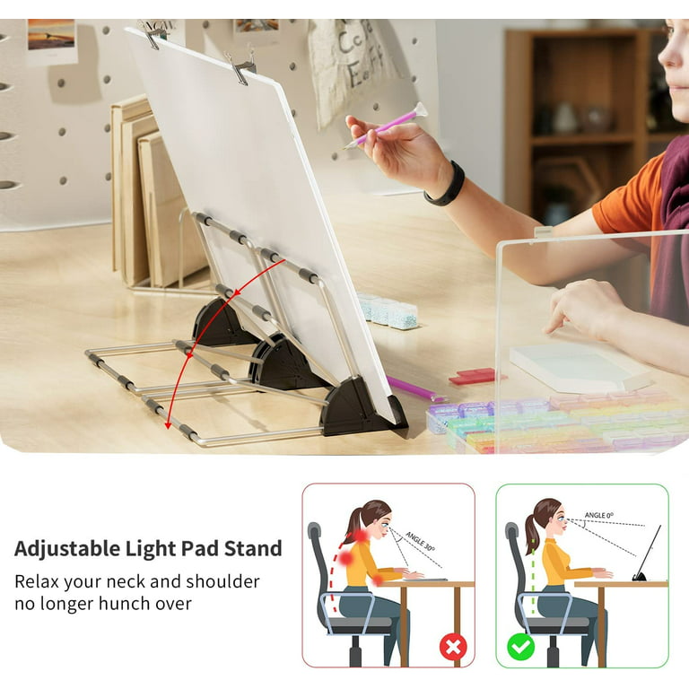 A4 A3 LED Light Board For DIY Diamond Painting Kits, USB Powered Light Pad,  Copy Board，Adjustable Brightness With Detachable Stand And Clips
