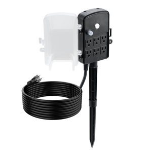 Outdoor Power Stake 6 Outlets 15FT Weatherproof Power Strip Christmas Lights