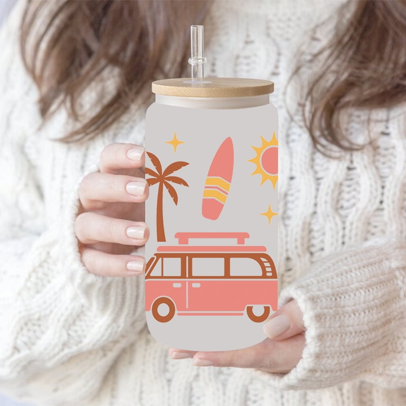 UV DTF Transfer Sticker Summer For The 16oz Libbey Glasses Wraps Bottles Cup Can DIY Waterproof Custom Decals D18004