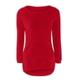 thumbnail image 4 of VISALY Pullover Crewneck Sweaters Oversized Sweaters Loose Fluffy Fuzzy Pullover Casual Top Solid Long Sleeve Jumper Sweaters Long Blouse with Pockets Fall Sweatshirts Jackets Soft Red 4Xl, 4 of 5
