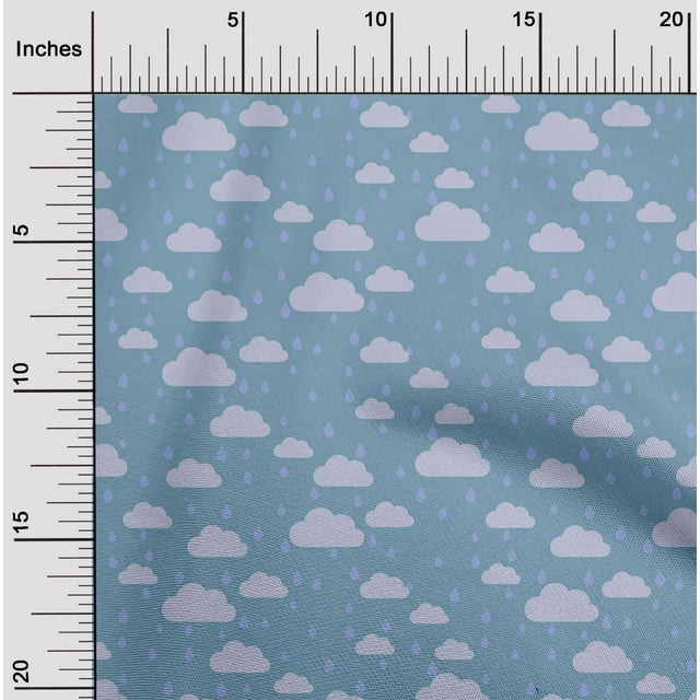 oneOone Viscose Chiffon Fabric Raindrop & Clouds Nature Print Fabric by Yard 42 Inch Wide