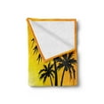 thumbnail image 2 of Beach Soft Flannel Fleece Blanket, Summer Holiday Themed Wave and Tree Silhouette Sun Rays Tropical Composition, Cozy Plush for Indoor and Outdoor Use, 70" x 90", Black Orange Yellow, by Ambesonne, 2 of 5