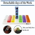 thumbnail image 5 of GMS 4 Times a Day Weekly Pill Reminder for Medications, Vitamins, Supplements and Other Pills - Includes 7 Removable Pill Boxes in a Flat White Tray (Rainbow), 5 of 6