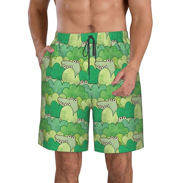Fotbe Crocodile And Bush Trajes de Baño Estampados para Hombre, Shorts de Verano de Secado Rápido, Ropa de Playa, Bañadores-XX-Large