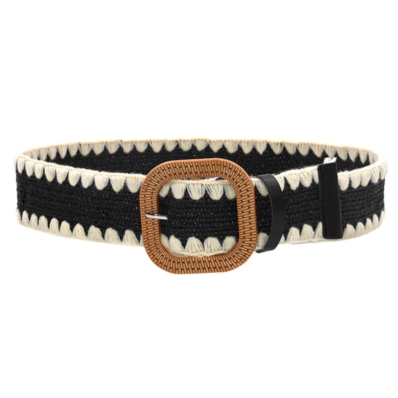 Fashion belts for women men Belt Straw Woven Elastic Stretch Wide Waist Belts For Dresses With Buckle Adjustable belts for Jeans Pants Dresses
