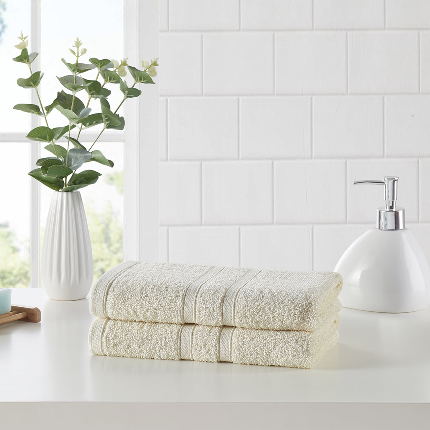 Clorox Bleach Friendly 2 Piece Hand Towel Set, 16X26", Ivory