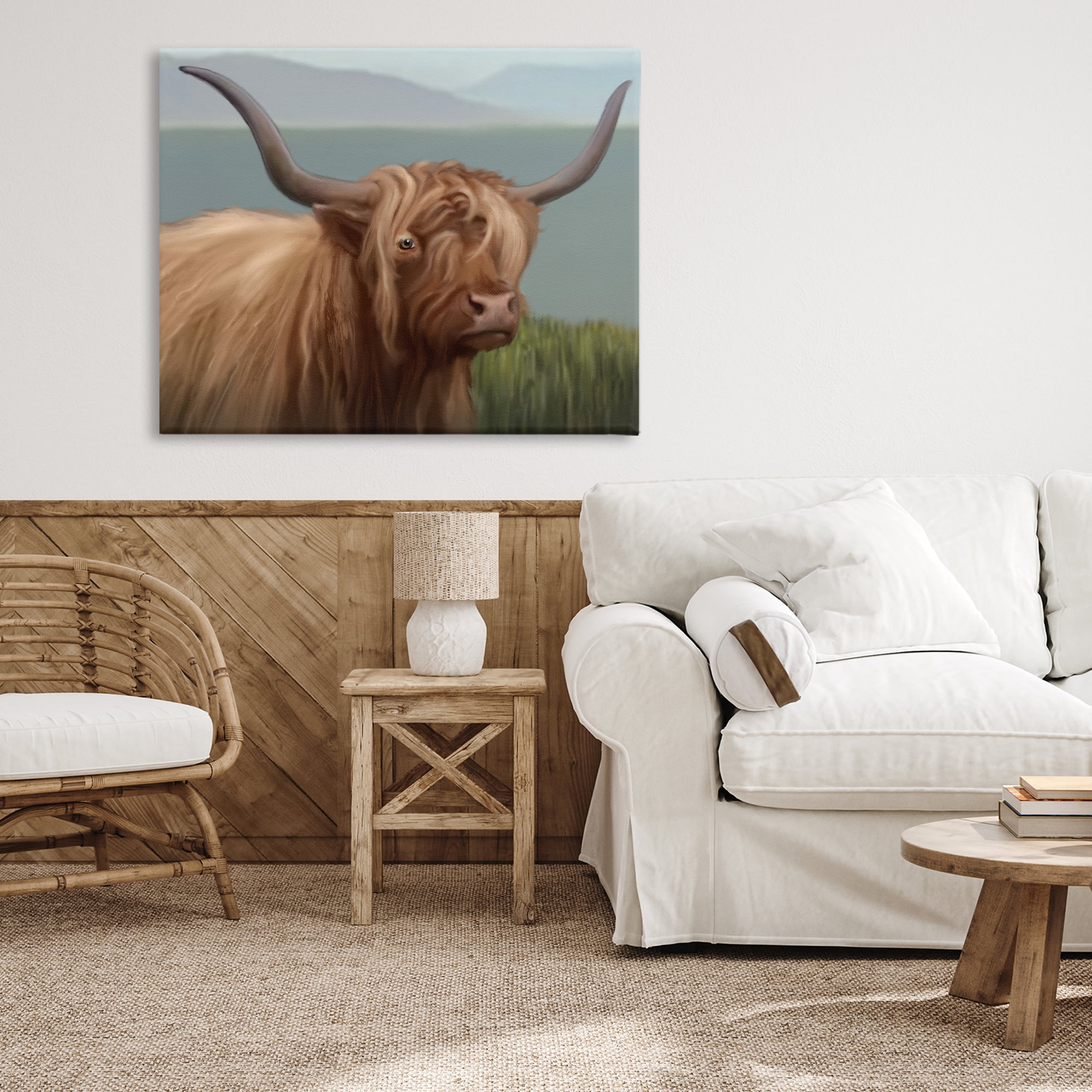 Stupell Industries Scottish Highland Cattle Landscape Canvas Wall Art, design by Matthew Piotrowicz