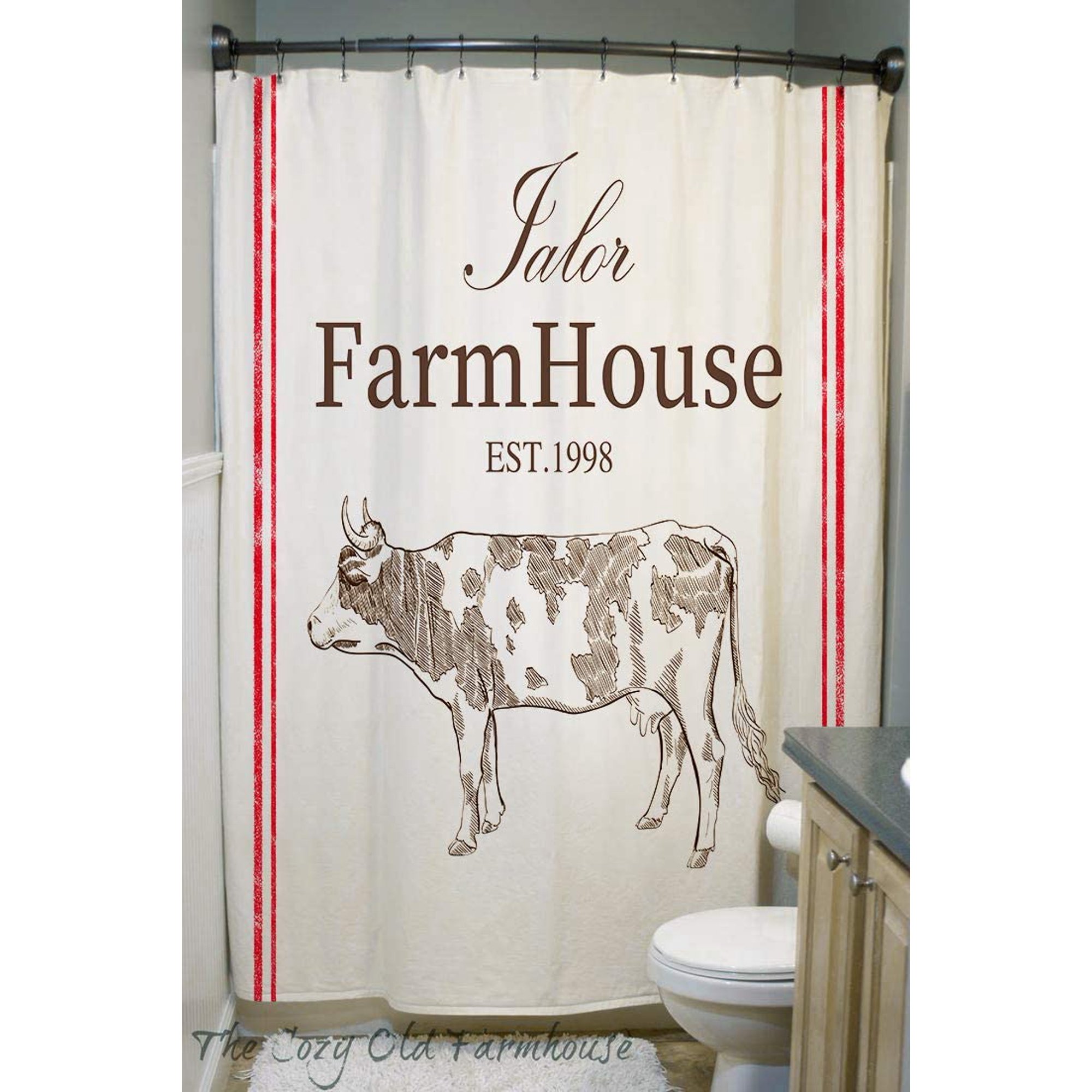 Farmhouse Shower Curtains For Small Bathroom Name Date Customized Stall