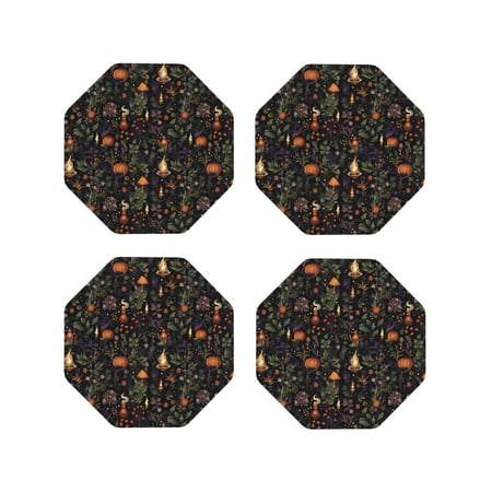 

Tideii Pumpkin Plant Garden for Leather Coasters 4 Pieces Anti-fouling and Anti-scalding Decorative Coasters Suitable for Restaurants Kitchens Coffee Shops-Octagon
