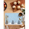 thumbnail image 2 of Sky Blue Christmas Placemats Set of 12 Snowman Christmas Tree Winter Snowflakes Heat Insulation Washable Place Mats, Rustic Non-Slip Table Mats for Dining Table Party Kitchen Decor,13x19 Inch, 2 of 4