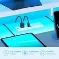 thumbnail image 6 of SEDETA 79" Gaming Desk with LED Lights and Power Outlets, U Shaped Desk with Monitor Stand and Drawers, Gaming Table with Keyboard Tray, Cup Holder and CPU Stand for Bedroom, Carbon Fiber White, 6 of 8