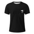 thumbnail image 4 of Mens T-Shirts Summer Solid Color Coconut Tree Print Round Neck Short Sleeve Beach Tops Pullover Tshirts Holiday Wear,Black,XXXXL, 4 of 4