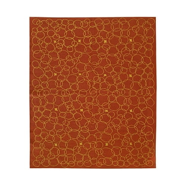 EORC FAM006RD6X8 6 x 8 ft. Modern Flat Contemporary Weave Wool Area Rug, Red