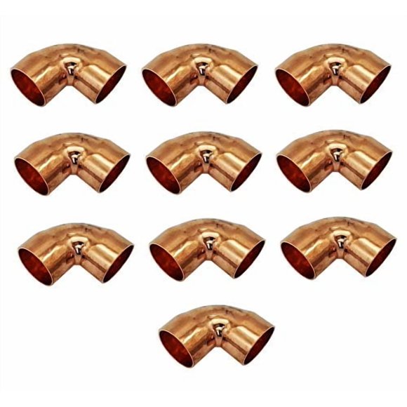 HVAC Premmium Copper Fitting 7/8 Inch (HVAC Outer Dimension) 3/4 Inch (Plumbing Inner Dimension) - 45 Degree Copper Pressure Elbow & HVAC – 99.9% Pure Copper - 10 Pack