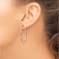 thumbnail image 4 of Stainless Steel Polished & Textured Rose Ip-Plated Hollow Hoop Earrings (35 X 35) Made In China sre649, 4 of 5