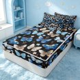 thumbnail image 3 of Erosebridal Cute Butterfly Zipper Queen Comforter Set with Fitted Sheet and 2 Pillowcases, Kawaii Animal Zipper Bedding Set, Black Reversible, Navy Blue, Black Reversible, 3 of 7