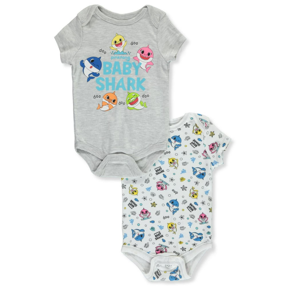 Baby Shark Baby Shark Baby Boys' Sea Theme 2Pack Bodysuits (Newborn)
