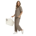 thumbnail image 3 of Ronuti Two Piece Sets for Women Summer Outfits Oversized Wide Leg Crop Pants Lounge Sets Airport Beach Vacation Clothes, 3 of 8