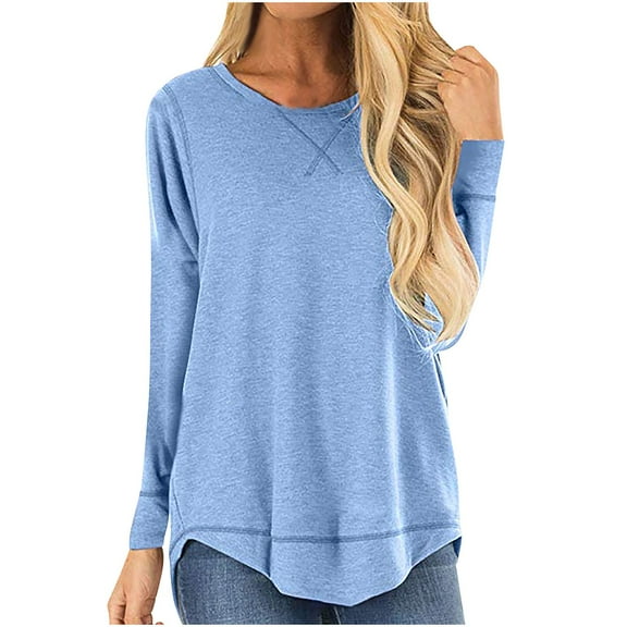 XuJwPNcy Women's Long Sleeve Shirts Casual Loose Tunic Tops Fall Fashion Dressy Basic Trendy Outfits Clothes