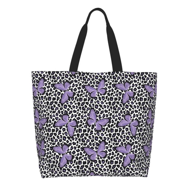 Balery Purple Butterflies Bolsa Tote Estilo Estético con Cremalleras, Bolsa de Hombro, Bolsa de Compras Grande y Plegable