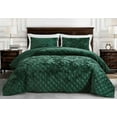 thumbnail image 2 of Chezmoi Collection Lux Forest Green Velvet Quilt Oversized King Set, 3-Piece Lush Plush Distressed Velvet Bedding All Season Lightweight Bedspread Brushed Microfiber Reverse with Diamond Stitch, 2 of 9