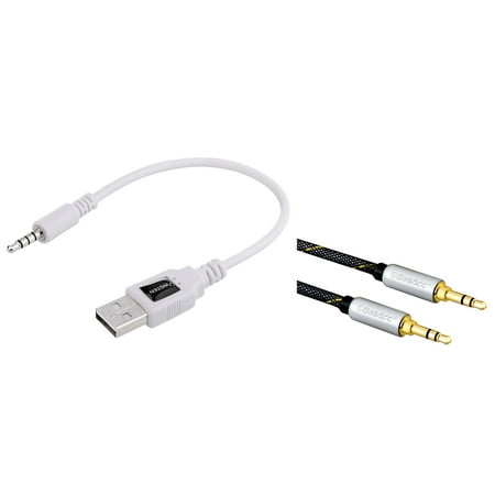 Audio Adapter For Laptop Insten USB Data / Charging Adapter For Apple iPod shuffle 2nd Gen 2G - White (with 3.5mm Audio Extension Cable M/M) (2-in-1 Accessory Bundle) ()