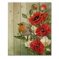 thumbnail image 3 of Designart 'Red Poppies and White Anemones With Yellow Bird' Traditional Print on Natural Pine Wood, 3 of 5
