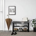 thumbnail image 5 of 3-Tier Shoe Rack for Entryway Shoe Bench Storage Organizer with Foam Padded Seat Linen Metal Frame for Living Room, 5 of 10