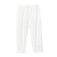thumbnail image 2 of CYRBOKO Toddler Girls Leggings 2025, Cotton Elastic Waist Stretch Comfy Summer Pants White Size 4-5 T, 2 of 3