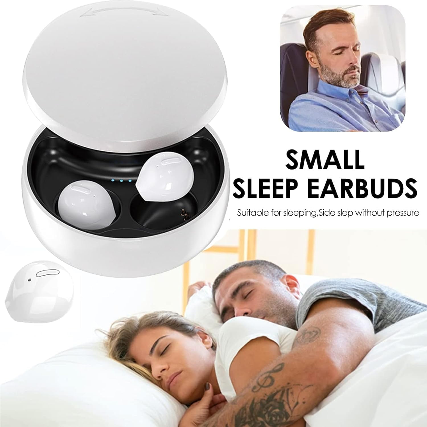 Smallest Invisible Earbuds Wireless Ear Buds Bluetooth in Ear Mini Discreet Small Tiny Earpiece Sleep Earbuds Hidden with Charging Case Headphones for Small Ears Work Sleeping Android