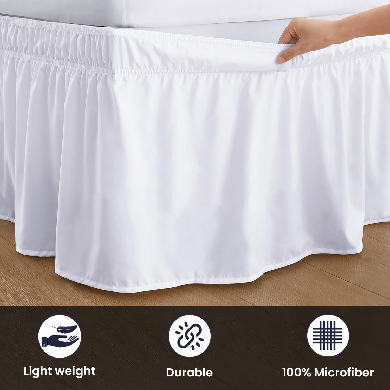 SGI Bedding 16 Inch Wrap Around Bed Skirt | Microfiber Bed Skirt | Twin, White