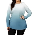 thumbnail image 5 of CIENVNSTG Swim Shirts For Women Plus Size Long Sleeve Gradient Print Rash Guard Loose Fit Swimsuit Top Upf 50+Sun Protection Quick Dry Hiking Swim Shirt Light Blue 5XL, 5 of 5