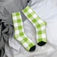 thumbnail image 5 of Fuzoiu White Green Plaid Print Athletic Crew Socks for Men & Women,Casual Crew Socks,Above Ankle Crew Socks for Business, Casual, 5 of 6
