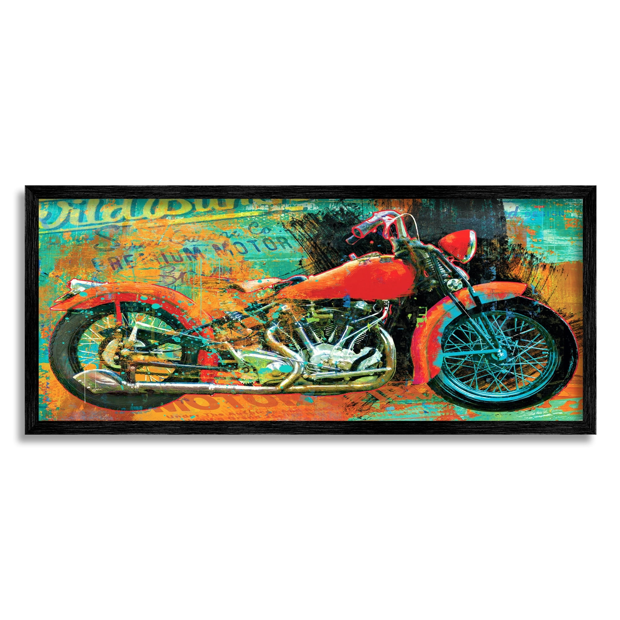 Stupell Industries Bold Abstract Collaged Red Motorcycle Text Brushstrokes , 30 x 13, Design by Porter Hastings