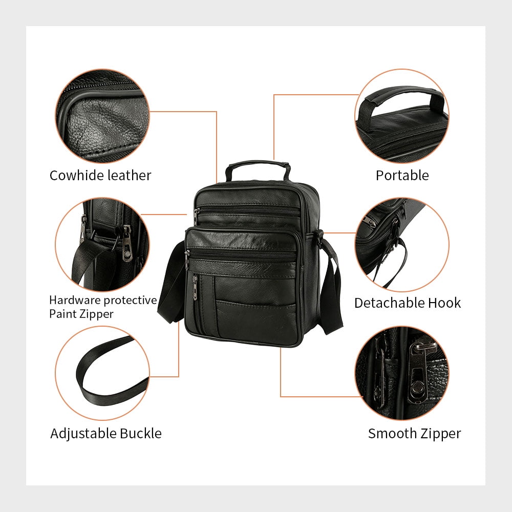 8.26*3.93*9.84in Men's Genuine Leather Handbag Shoulder Bag Fashion Cross Body Messenger Business