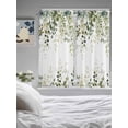 thumbnail image 3 of Sage Green Eucalyptus Leaves Bathroom Window Curtain, Spring Botanical Floral Light Filtering Coffee Kitchen Curtains, Bedroom Living Room Curtains 2 Panel 84"x63", 3 of 6