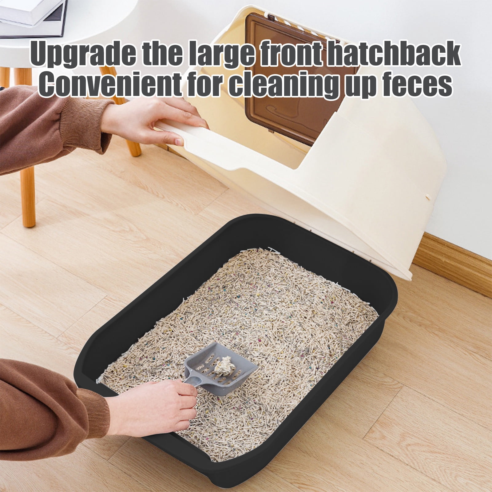 Large Enclosed Cat Litter Box with Lid, Superior Odor Control and Splash-Proof Design, Spacious Interior for Comfort, Includes Litter Scoop