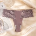 thumbnail image 2 of Gibobby Panty Microfibra con Encaje Encaje de mujer Sexy Encaje transpirable Ahueca hacia fuera y las nalgas Bragas breves puras(Morado, L), 2 of 3