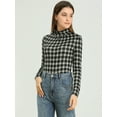 thumbnail image 2 of INSPIRE CHIC Blouse Décontractée à Carreaux pour Femme à Col Roulé Ajustée à Manches Longues, 2 of 6