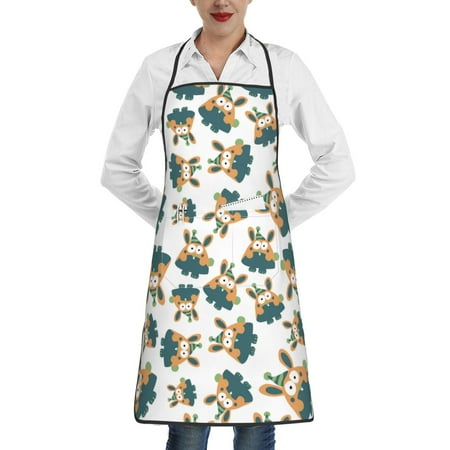

Rocae Cute Bunny for Kitchen Aprons for Women Adjustable Cooking Kitchen Chef Apron for Men with Pockets