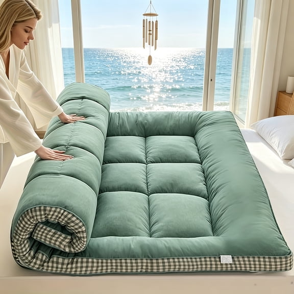Soft Mattress Mattress Topper - Cooling Breathable Fiber Filling - Non-Waterproof, Woven Fabric Mattress Topper - Available In All Seasons Ideal For Bedroom, Guest Room, Dorm