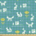 thumbnail image 2 of Ambesonne Forest Fabric by the Yard Upholstery, Scandinavian Foxes Squirrels, 3 Yards, Sea Blue Mustard and White, 2 of 5