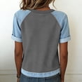 thumbnail image 4 of Resicozy Denim Patchwork Women's Short Sleeve T-Shirt Summer Loose Crewneck Pullovers Casual Tee Tops Denim Trim Shirts 2026 Gray L, 4 of 6