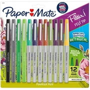 "Paper Mate Flair Felt Tip Pens, Medium and Ultra Fine Point, Assorted, Special Edition Botanical, 12 Pack"