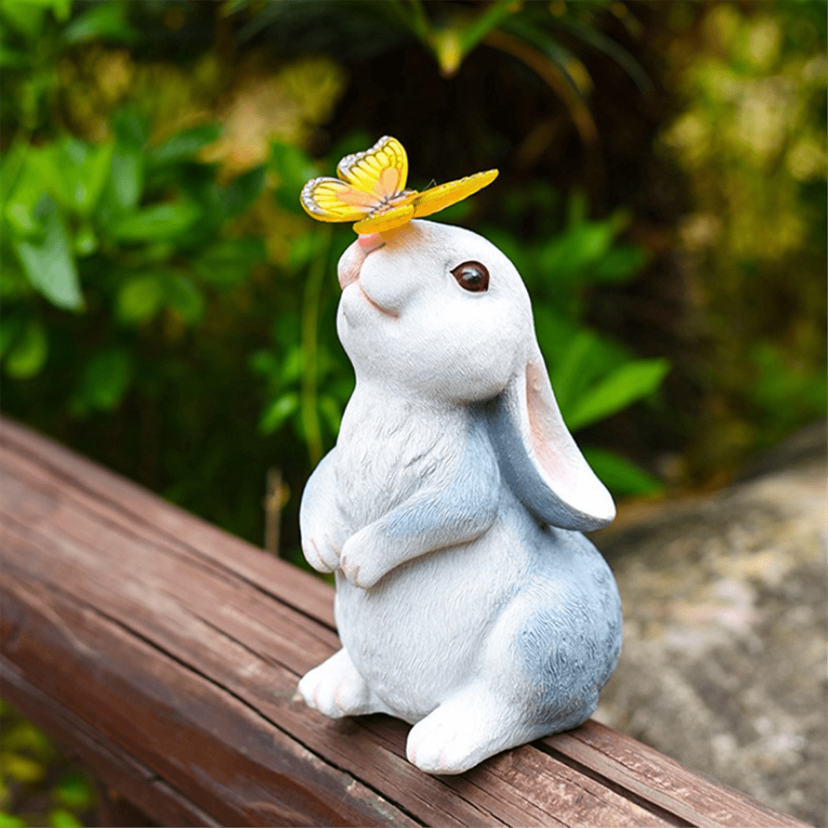 Butterfly Light Garden Statues for Bunny Lovers 22cm Garden Statue